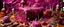 Placeholder: A pinkish purple and reddish magenta dream realm made out of cakes and cookies designed in cave paintings painted by Jackson Pollock
