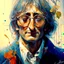 Placeholder: John lennon 3/4 portrait by Karol Bak and Vincent van Gogh and Ralph Steadman, paint drops, rough edges, trending on artstation, sharp focus, studio photo, intricate details, highly detailed, by greg rutkowski