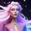 Placeholder: one big crystal glitter pink blue subtle galactic fairy in a galactic ambiance,, long hair down to the ground,transparent petals,blue eyes,delicate colors in the foreground, full of details, smooth，soft pink violet light atmosphere, light effect，vaporwave colorful, concept art, smooth, extremely sharp detail, finely tuned detail,8K ultra high definition, 8 k, ultra sharp focus