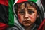 Placeholder: A crying Palestinian child in a broken hospital, Palestine flag, neon effect , close picture, highly detailed, high details, detailed portrait, masterpiece,ultra detailed, ultra quality