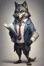 Placeholder: a good humanized wolf who can help in reading a document