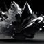 Placeholder: Cristal Branco colidindo com Cristal Preto, 3D Render, Ultra Realistic, 4K