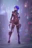 Placeholder: steampunk elf in a neon dystopian city