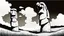 Placeholder: moai, manga, monochrome, black background, sketch, simple, maximum quality, broken hinge, barely functioning, centered on frame, far view, in the middle of a grassy hill, white sky with cumulonimbus