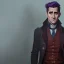 Placeholder: Portrait of a 30 year old warlock like Colin Farrell, Sherlock Holmes and Mary Poppins