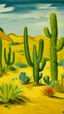 Placeholder: A yellow desert with cactuses painted by Pablo Picasso