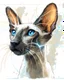 Placeholder: Create a vividly realistic visual composition to conceptually complement A whimsical, wacky Oriental shorthair chocolate point Siamese with blue eyes and a delightfully scattered and unkempt coat, sporting long strands of hair that stick out in every direction, as if electrified by static, its whiskers twitching with mischief, while its ears perk up with an air of sly secrecy, the cat's body appears to be whispering away from itself, as if its very essence is being slowly sucked out, leaving beh