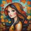 Placeholder: Masterpiece, best quality, Jeremiah Ketner style painting of a portrait of a girl in autumn park, autumn leaves in background, painted by Jeremiah Ketner