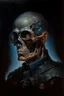 Placeholder: 1970's dark fantasy cover dnd style oil painting of bolivar 1800 terminator with a glass brain in a minimalist far perspective.