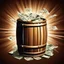 Placeholder: a wooden barrel : 1.5 ) money goes in from above and money comes out from below, ultra quality, vector graphics