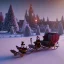 Placeholder: steampunk santa sleigh, 4k, highly detailed, cinematic, ultra photorealistic, ultra realistic, volumetric lighting, snow, christmas lights