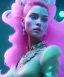 Placeholder: A portrait of a crystalised queen, atmospheric, realistic, unreal engine, cinematic lighting, octane render, transoarent, pink turquoise light