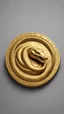 Placeholder: a smooth 3d game graphics circular shaped golden coin with a full body relief print of snake gun