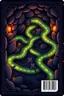 Placeholder: dark "Card back featuring a mystical dungeon maze design with glowing trails, tiny cartoon rats exploring paths, whimsical fantasy vibe, glowing runes, vibrant and colorful, symmetrical layout, polished illustration style."