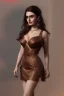 Placeholder: Portrait busty and face, Lilly collins face, brown eyes, wearing Womderfull dress,