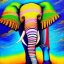 Placeholder: Dibujo al oleo de un elefante indio pintado con muchas nubes de colores estilo Vincent van Gogh