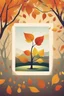 Placeholder: square logo , landscape with leaf fall, flying leaves