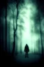 Placeholder: dark, foggy weather, night, forest, black, horror, art, evil, dark effect, white eyes, human shadows,