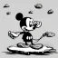 Placeholder: isometric mickey mouse in style of George Herriman and in an landscape in style of Dali