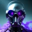 Placeholder: apocalyptic purple masked villain in galaxy, teal and purple smoke, detailed, realistic, 4k