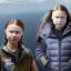 Placeholder: portrait of Greta Thunberg flying