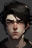Placeholder: human, male , bony cheeks, dark eyelashes, high forhead, long chin, oval eyes, plump lips, open mouth, dark hair, angry mood, 20 years old