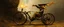 Placeholder: master oil painting by Rembrandt, magic trike man with vertical front wheel, and horisontal back wheels, gremlin brown, final battle forgotten realms