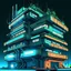 Placeholder: cyberpunk retro futuristic hospital building for comics