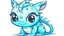 Placeholder: cartoon illustration: a cute little ice dragon with big shiny eyes