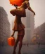 Placeholder: Statue of Queen of photography holding camera in hands. Cute blonde woman. Photographer in golden crown. Standing on the street. Big camera in her hand. hyperdetailed, photorealistic, trending on artstation, greg rutkowski, beksinski, kodachrome, volumetric lighting, gold and orange