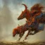 Placeholder: angry horse in orange and blue battle armor, bucking, a highly detailed illustration, background of Inka jungle, realistic render, 8 k, micro detail, intricate, elegant, centered, digital painting, Artstation, smooth, sharp focus, illustration, artgerm, tomasz alen kopera, peter mohrbacher, donato giancola, joseph christian leyendecker, wlop, boris vallejo