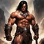 Placeholder: . His muscular form is defined by years of battle, and his chiseled features bear the scars of countless encounters. In his hands, Conan wields a warhammer, its weight seemingly insignificant within his mighty grasp. The weapon gleams in the sunlight, a testament to the countless foes it has crushed under its devastating blows. With every sinewy muscle flexed, Conan exudes an aura of raw power and indomitable strength.