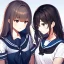 Placeholder: High quality, Detailed, 2girls, looking at eachother very angrily, both wearing a sailor uniform