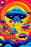 Placeholder: /imagine kids illustration space scene with monsters and flying saucers, cartoon style, thick lines, low detail, vivid color --ar 85:110