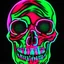 Placeholder: a field of 1000s of cartoonish, anatomically correct, skulls, vivid RANDOM BRIGHT neon colors, dark comedy, well lit, high detail, photorealistic, horrorcore, fun, scary, dead