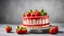 Placeholder: Strawberry cake, Fraisier cake on cncrete background