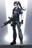 Placeholder: male cyberpunk solo with long hair tail, Norwegian, Wearing Leisureware and mirrored sunglasses, armed with sniper rifle, lean, nice, Anime Style, Retroanime, Video Game Character