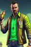 Placeholder: brand campaign for a new drink with orange and chili flavour with Trevor grand theft auto 5 high resolution