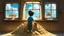 Placeholder: Little boy builds a sand castle with his sand shovel and bucket, there are windows, he sees fishes through the windows, by Daniel Merriam, Naoto Hattori, Peter Gric, Victo Ngai, crisp quality, high definition
