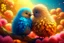 Placeholder: Very fluffy bird couple love, flora, in sparkling sunshine Weight:1 detailed matte painting Weight:0.9