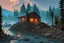 Placeholder: Night, cabin, rocks, river, mistery, epic