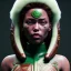 Placeholder: Pretty maori woman, rounded face, green, brown, hoodie, feathers, retro, latex, leather, soft color, highly detailed, art stations, concept art, smooth, unreal engine 5, god rays, ray tracing, RTX, lumen lighting, ultra detail, volumetric lighting, 3d, finely drawn, high definition, high resolution, neon background.