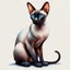 Placeholder: beautiful blue eyed, tall ,long legged, slender, elegant, sophisticated, sphynx-like chocolate point siamese cat expressionism pointillism style