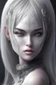 Placeholder: moon goddess, black skin, african, silver white hair, silver eyes, extremely beautiful, detailed portrait