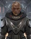 Placeholder: star wars bald male corellian jedi wearing gunmetal grey and black old republic armored flightsuit with gold and metallic red trim inside the jedi temple, centered head and shoulders portrait, hyperdetailed, dynamic lighting, hyperdetailed background, 8k resolution, volumetric lighting, light skin, fully symmetric details