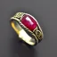 Placeholder: ruby ring with braided gold, celtic ring, nordic ring, viking ring, engraved carved band, runes, men's jewellery