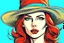 Placeholder: beautiful woman in hat in pop art style vector