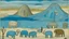 Placeholder: A light blue tundra with woolly mammoths painted by Paul Klee