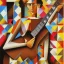 Placeholder: picasso abstract brown guitar more cubism