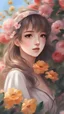 Placeholder: a painting of a girl surrounded by flowers, portrait anime girl, beautiful anime portrait, cute anime girl portrait, girl in flowers, detailed portrait of anime girl, realistic cute girl painting, anime painting, kawaii realistic portrait, stunning anime face portrait, anime picture, realistic anime art style, cute detailed artwork, semirealistic anime style, realistic anime artstyle, japanese anime artist drawn